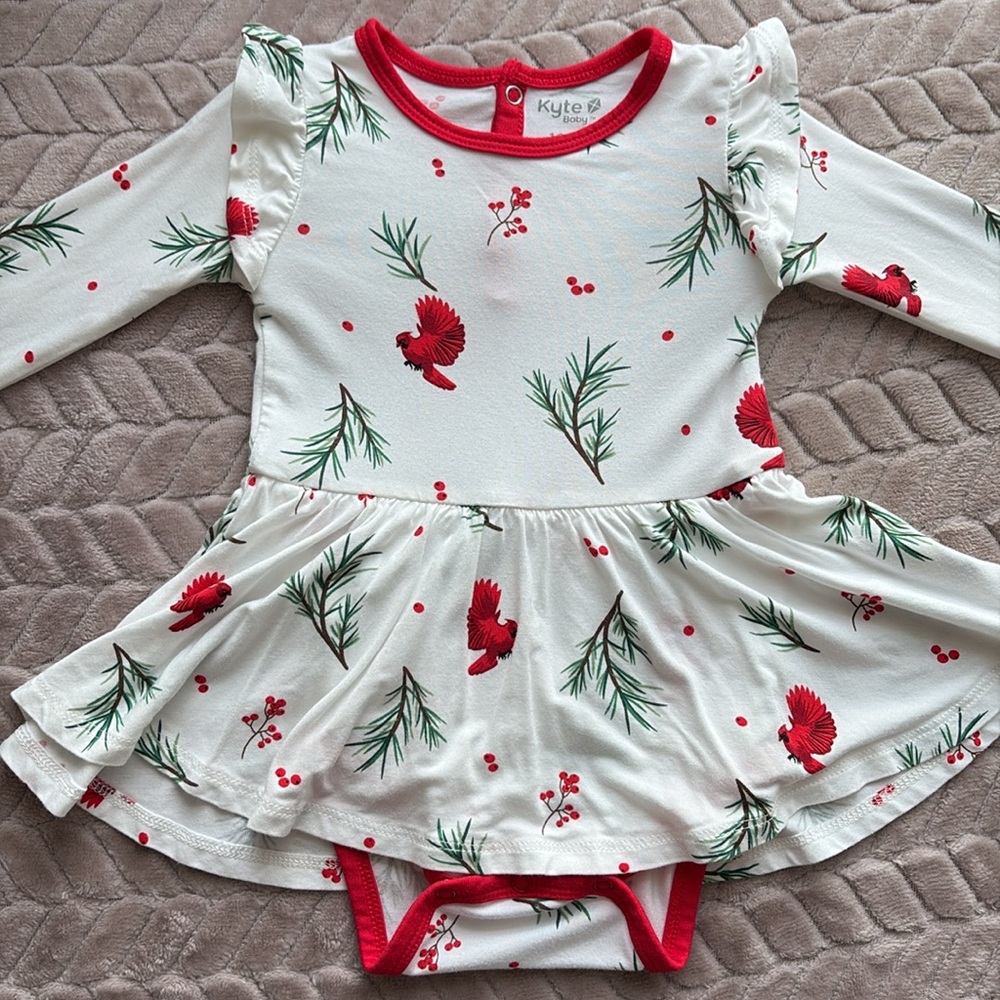 Kyte Baby Flutter Long Sleeve Twirl Dress w/ Bodysuit in Winterberry (12-18 mo)